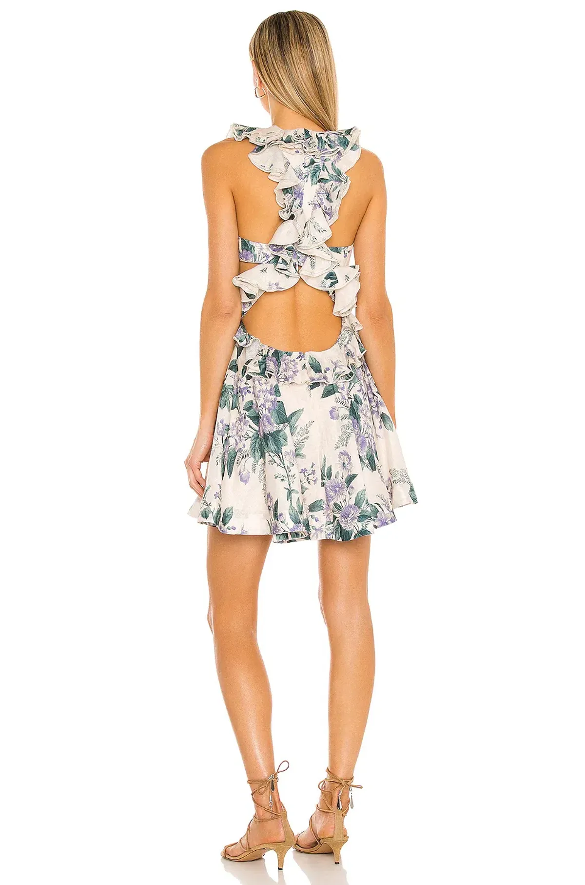 Zimmermann Cassia Ruffle Mini Dress Floral Size 1/Au 10  - Image 4