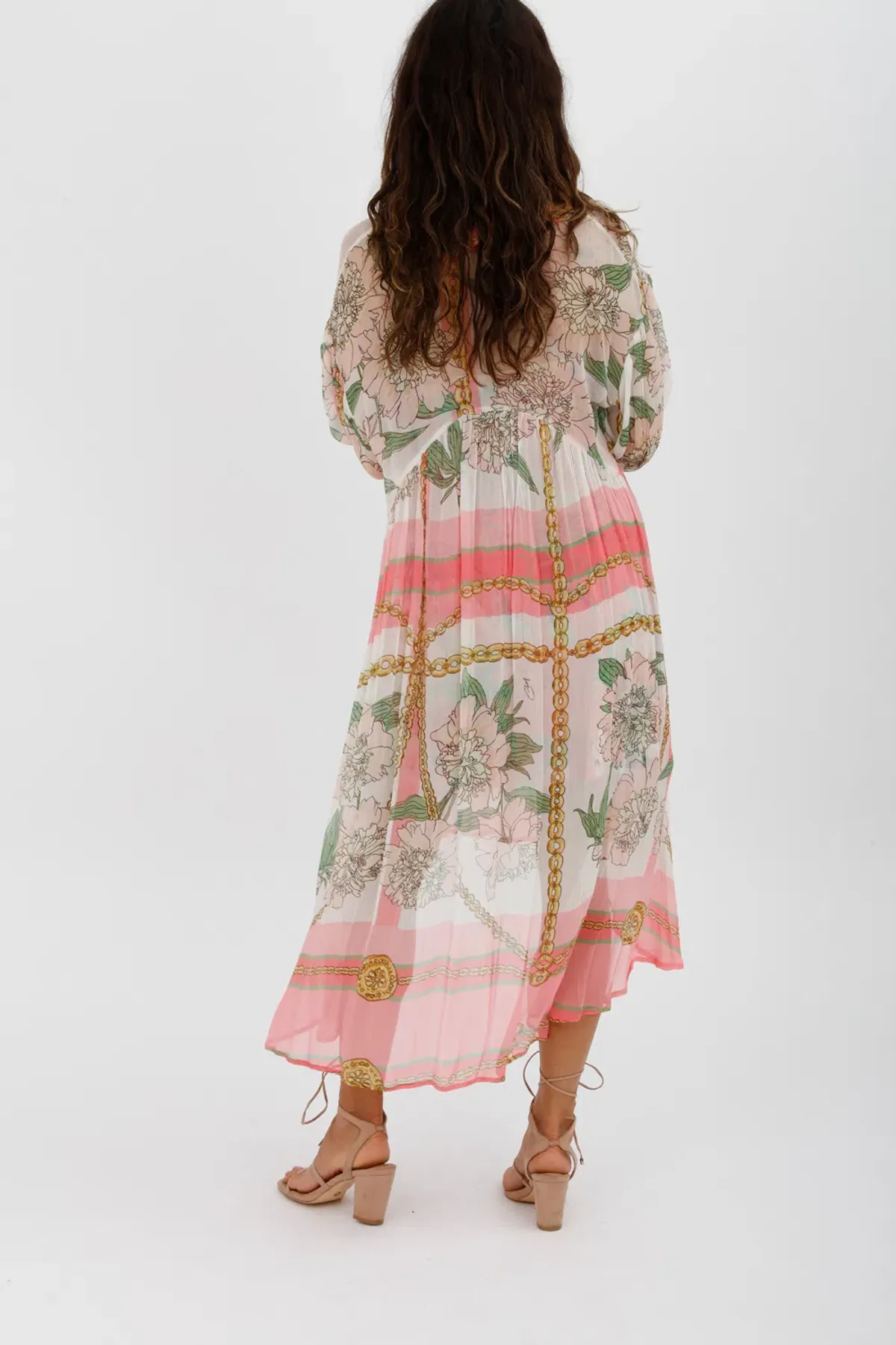 Trelise Cooper Turning Point Dress Pink Floral Print Midi Dress Size M/Au 12 - Image 7