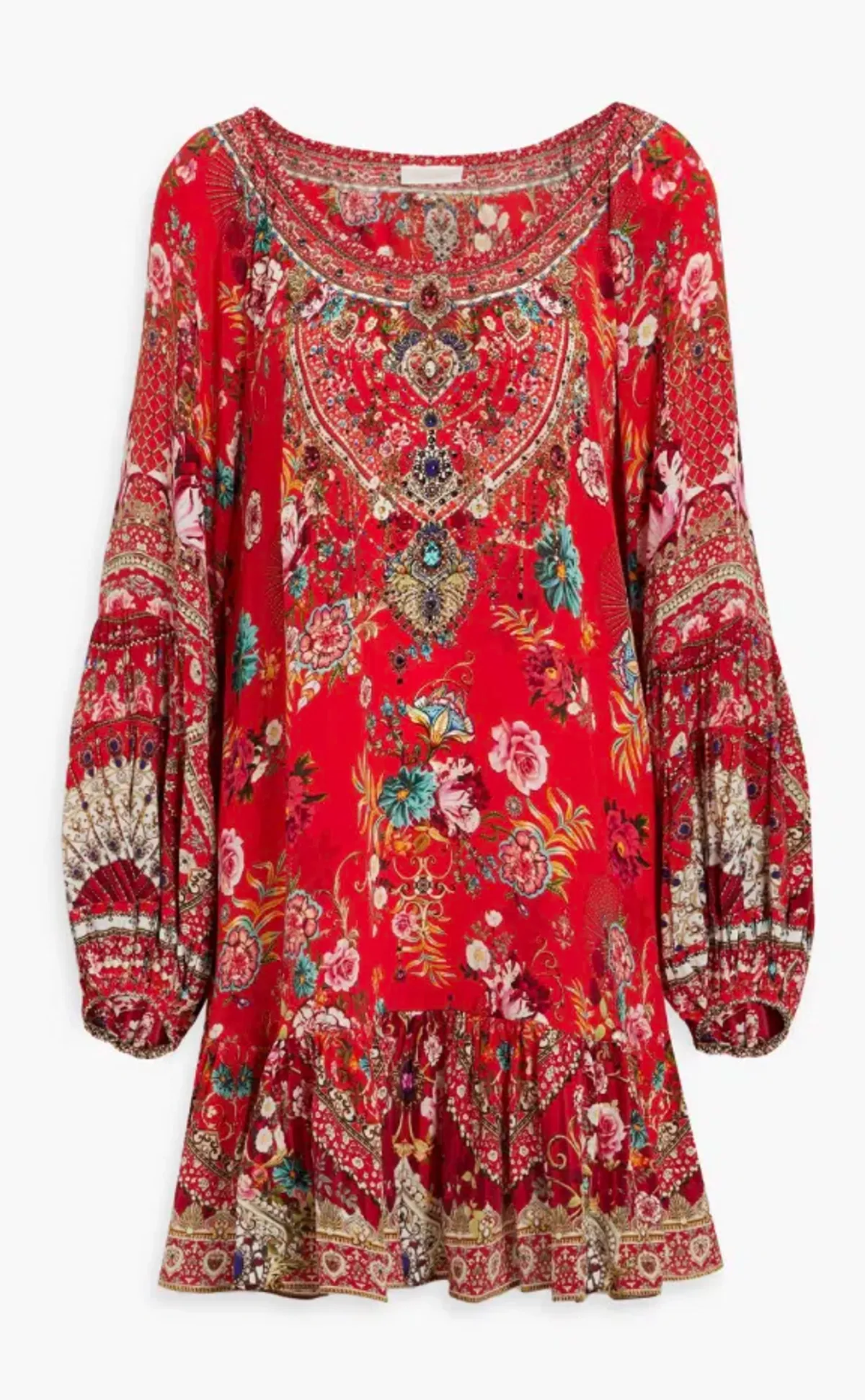 Camilla Frill Dress Red Print Size 18  - Image 3