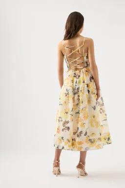 Aje Botanica Cross Back Sunflower Midi Dress Floral Size 4 for rent on The Volte - image 3