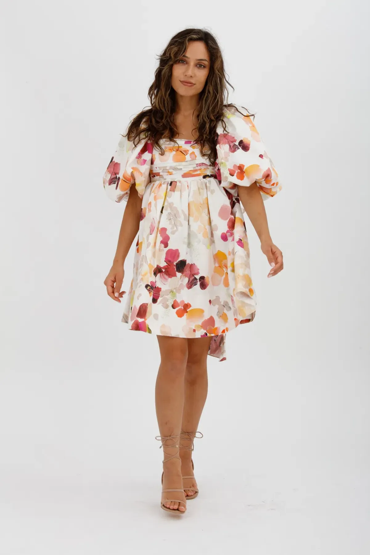 AJE Dassia Puff Sleeve Mini Dress Floral Print Size 10 - Image 7