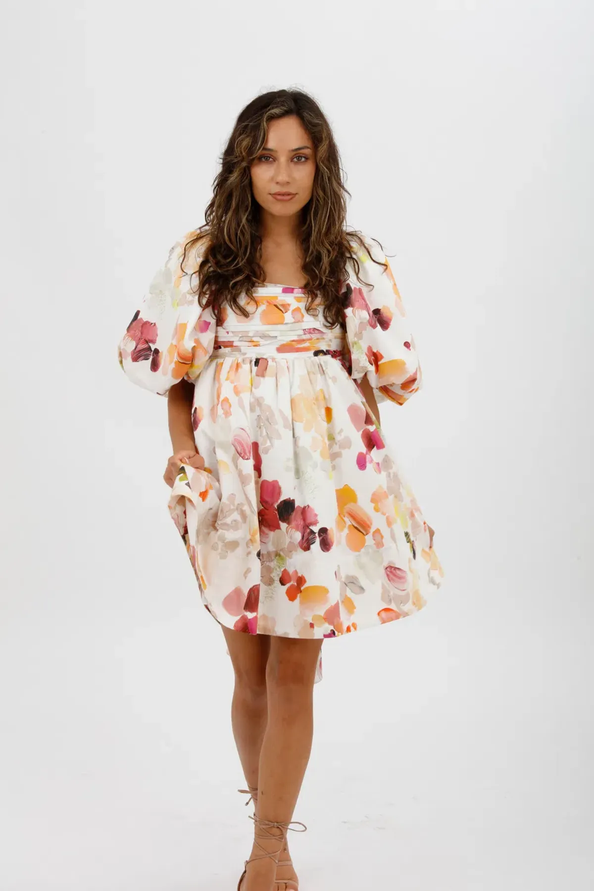 AJE Dassia Puff Sleeve Mini Dress Floral Print Size 10 - Image 9