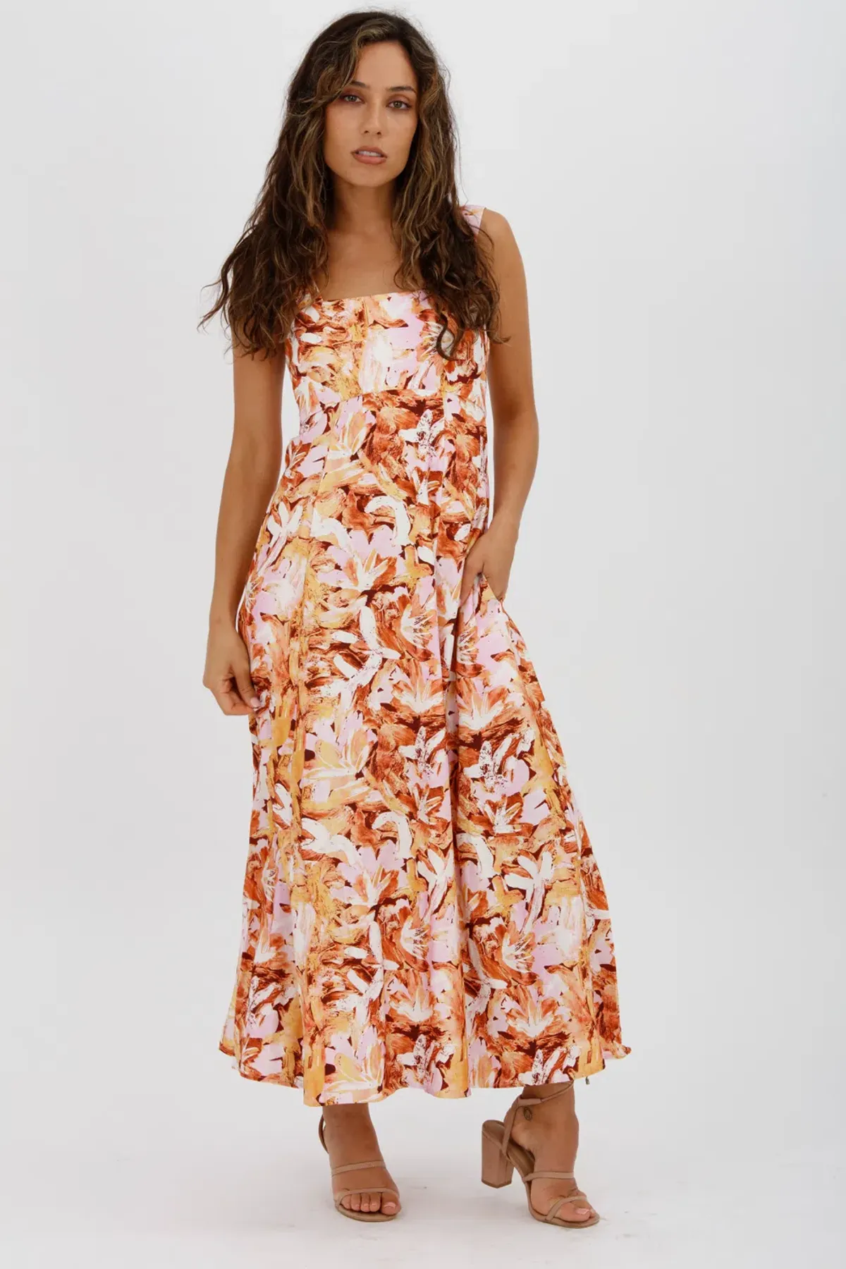 Acler Withington Dress Midi Blush Print Size 8 - Image 3