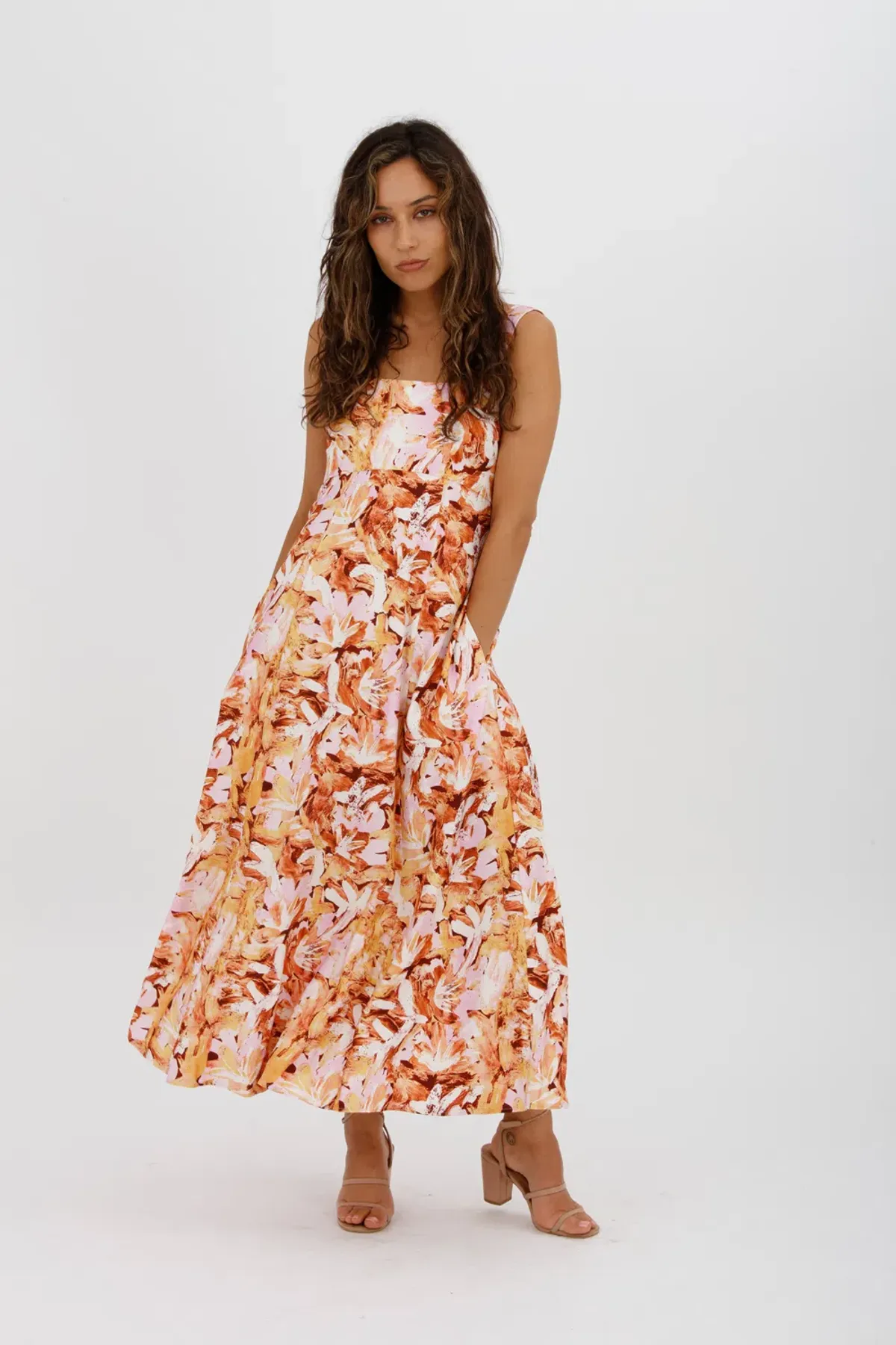 Acler Withington Dress Midi Blush Print Size 8 - Image 1