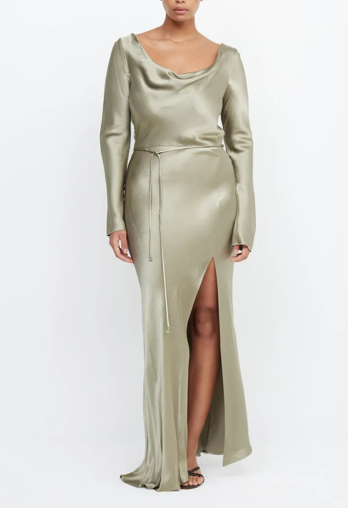 Bec & Bridge Moon Dance Long Sleeve Cowl Dress Sage Size 6 / XS - Image 1