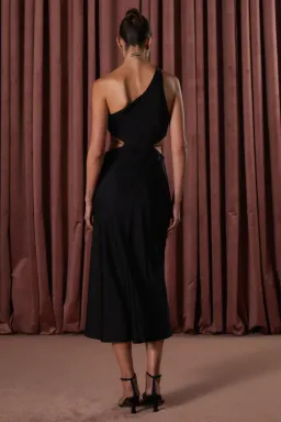 Misha Dimitra Satin Midi Dress Black Size AU 6 for rent on The Volte - image 3