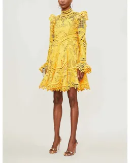 Zimmermann Yellow Brightside Palm Mini Dress Yellow Size 0 / AU 8 for rent on The Volte - image 1