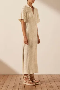 Shona Joy Mikala Crochet Polo Midi Dress Coconut Size M / AU 10  for rent on The Volte - image 2