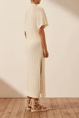 Shona Joy Mikala Crochet Polo Midi Dress Coconut Size M / AU 10  for rent on The Volte - image 4