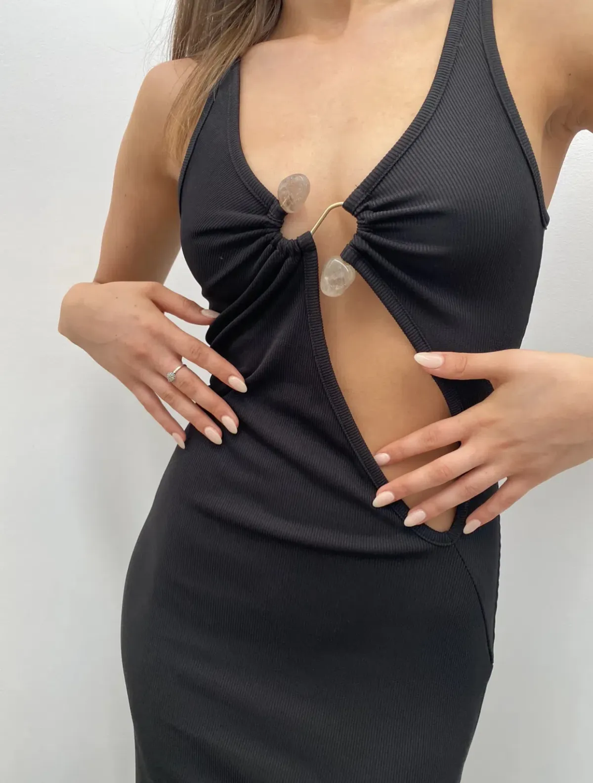 Christopher Esber Split Release Quartz Maxi Dress Black Size AU 10 - Image 3