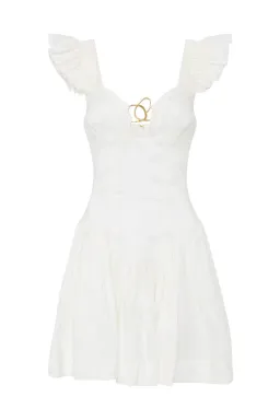 AJE Simone Frill Sleeve Mini Dress Ivory Size 8 (Altered to Size 6) for rent on The Volte - image 4