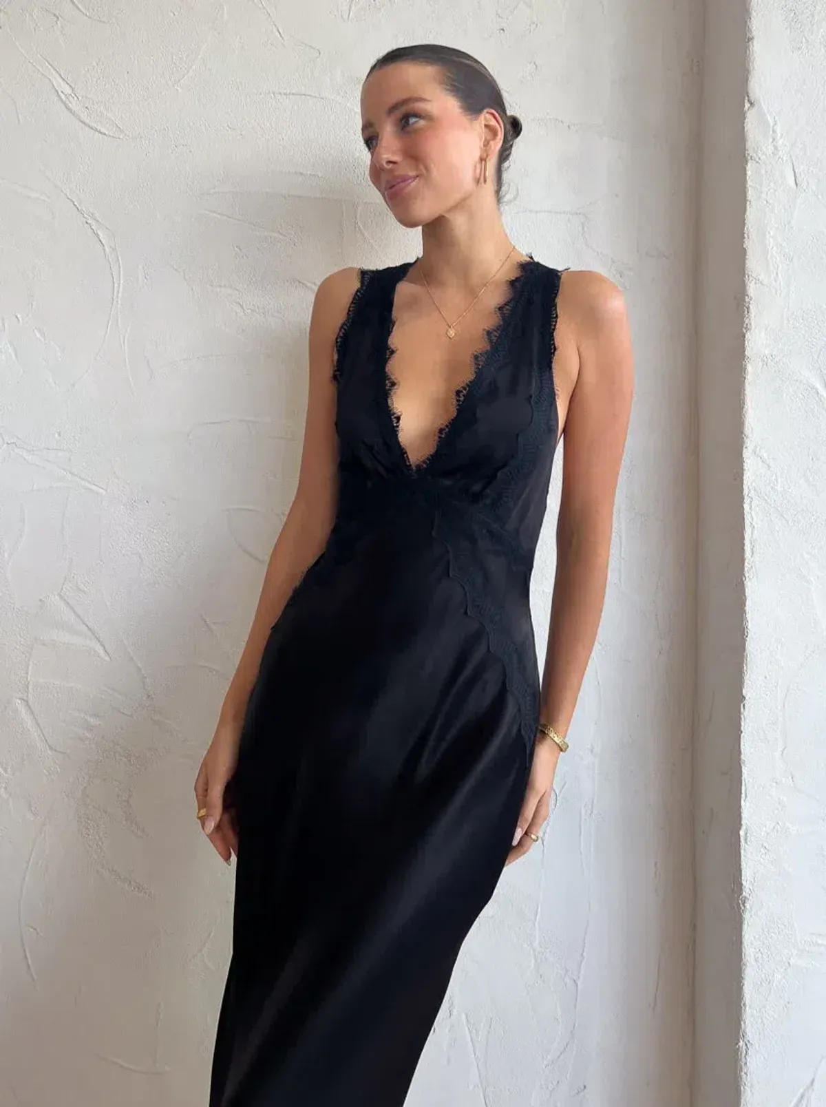 Shona Joy Camille Lace Cross Back Midi Dress Black Size 6 - Image 3