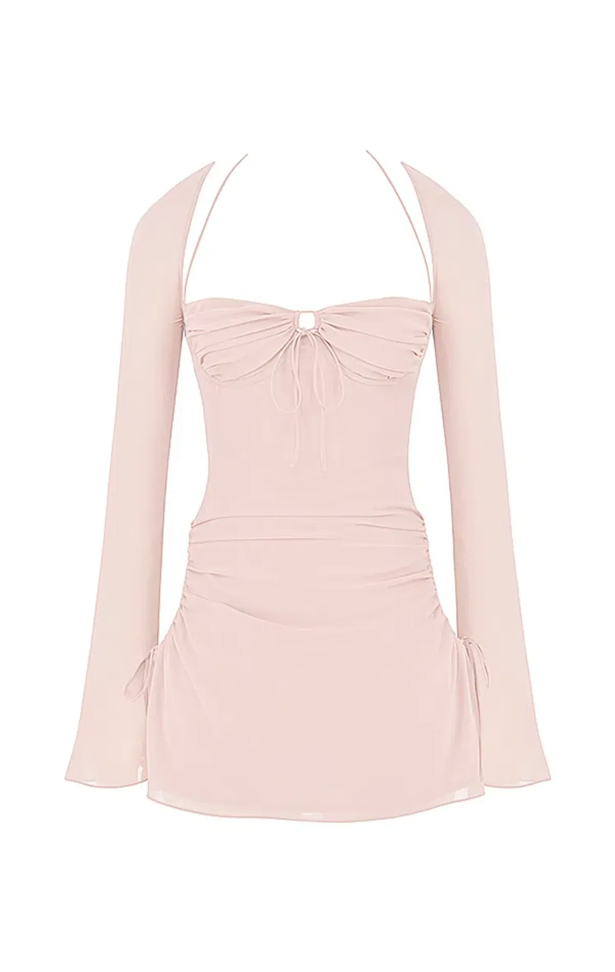 House of CB Baby Chiffon Cutout Halter Mini Dress Pink Quartz Size XS/AU 6 - Image 6