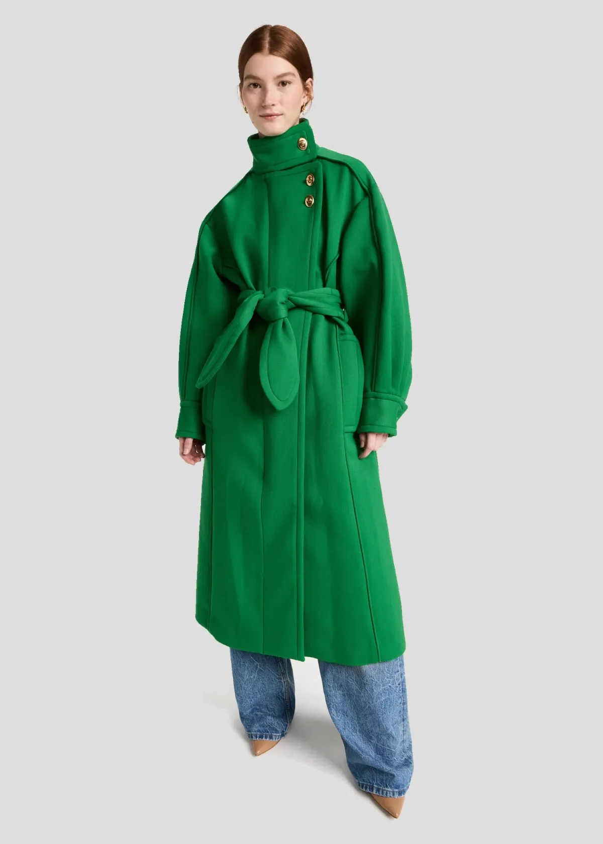 Zimmermann Celestial Funnel Neck Coat Green Size 0/ AU 6 to 8 - Image 1
