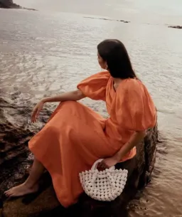 Aje Maia Off Shoulder Midi Dress Coral Size 8 for rent on The Volte - image 4