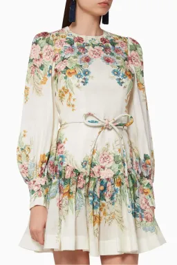 Zimmermann Wavelength Bell Sleeve Mini Dress Floral Size 0/Au 8  for rent on The Volte - image 3
