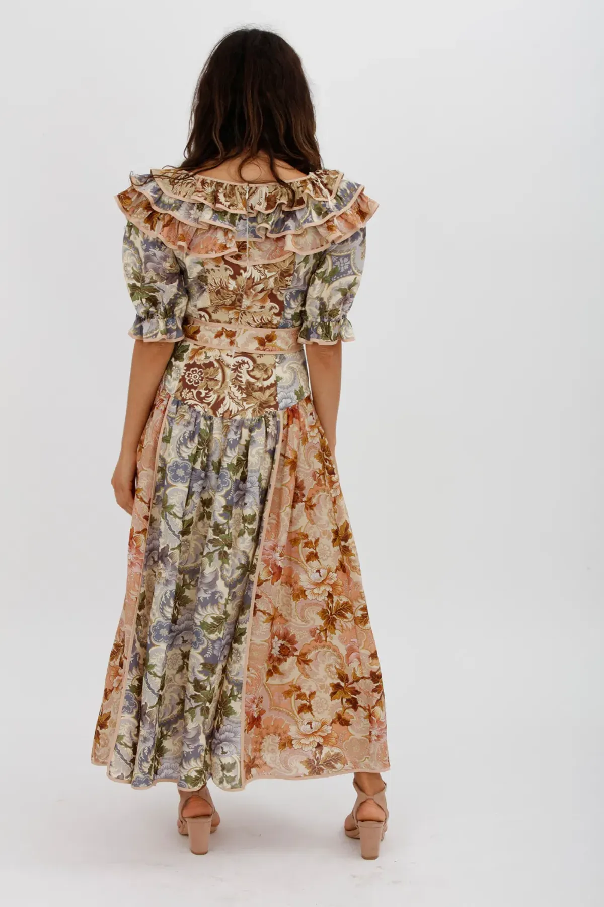 Alèmais Phillipa Ruffle Neck Midi Dress Floral Size 8 - Image 7
