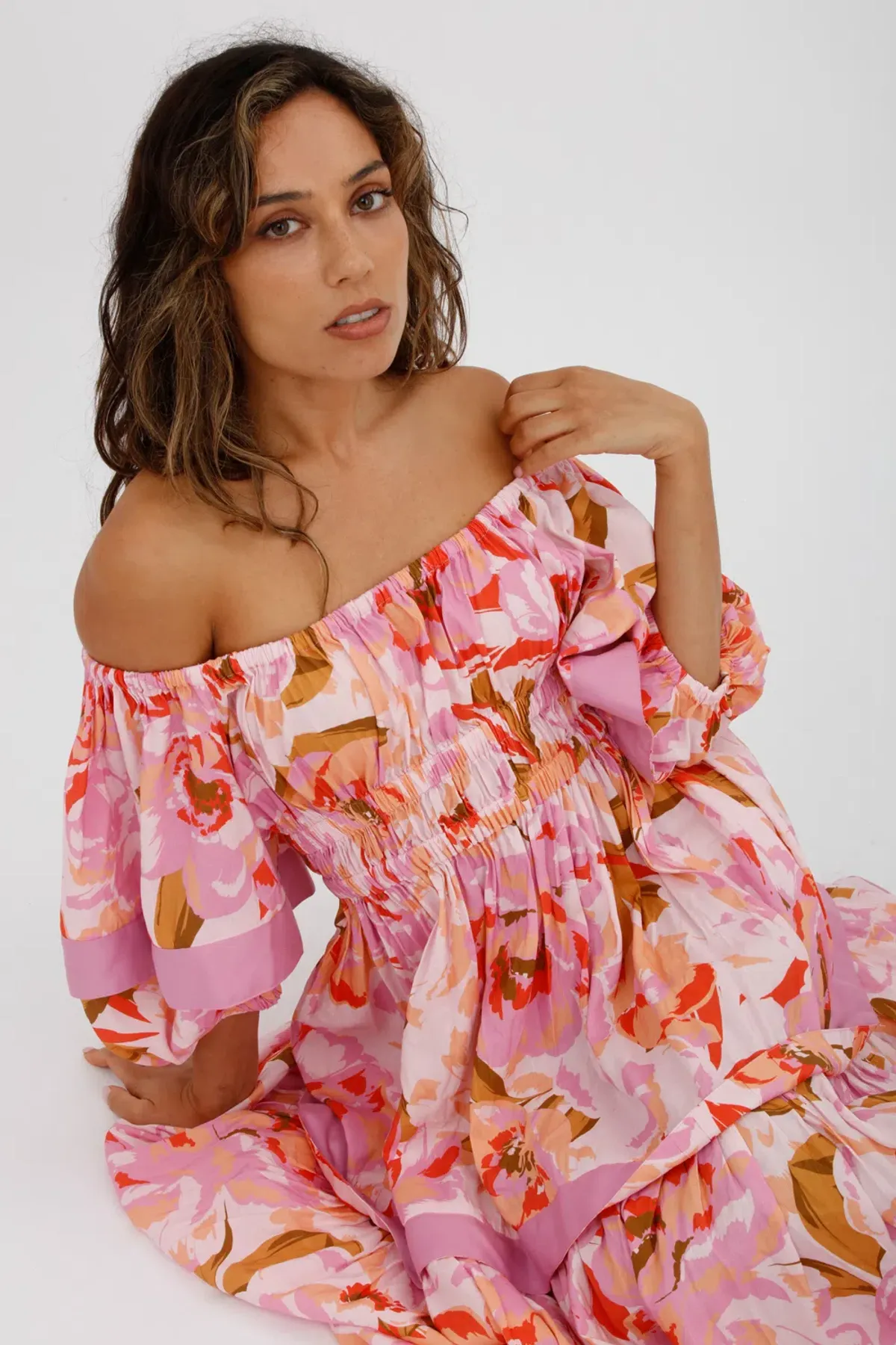 Acler Wayland Short Sleeve Printed Midi Dress Pink Floral Size 8 - Image 11