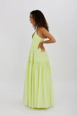 Aje Grace Tiered Midi Dress Pastel Yellow Green Size 10 for rent on The Volte - image 5