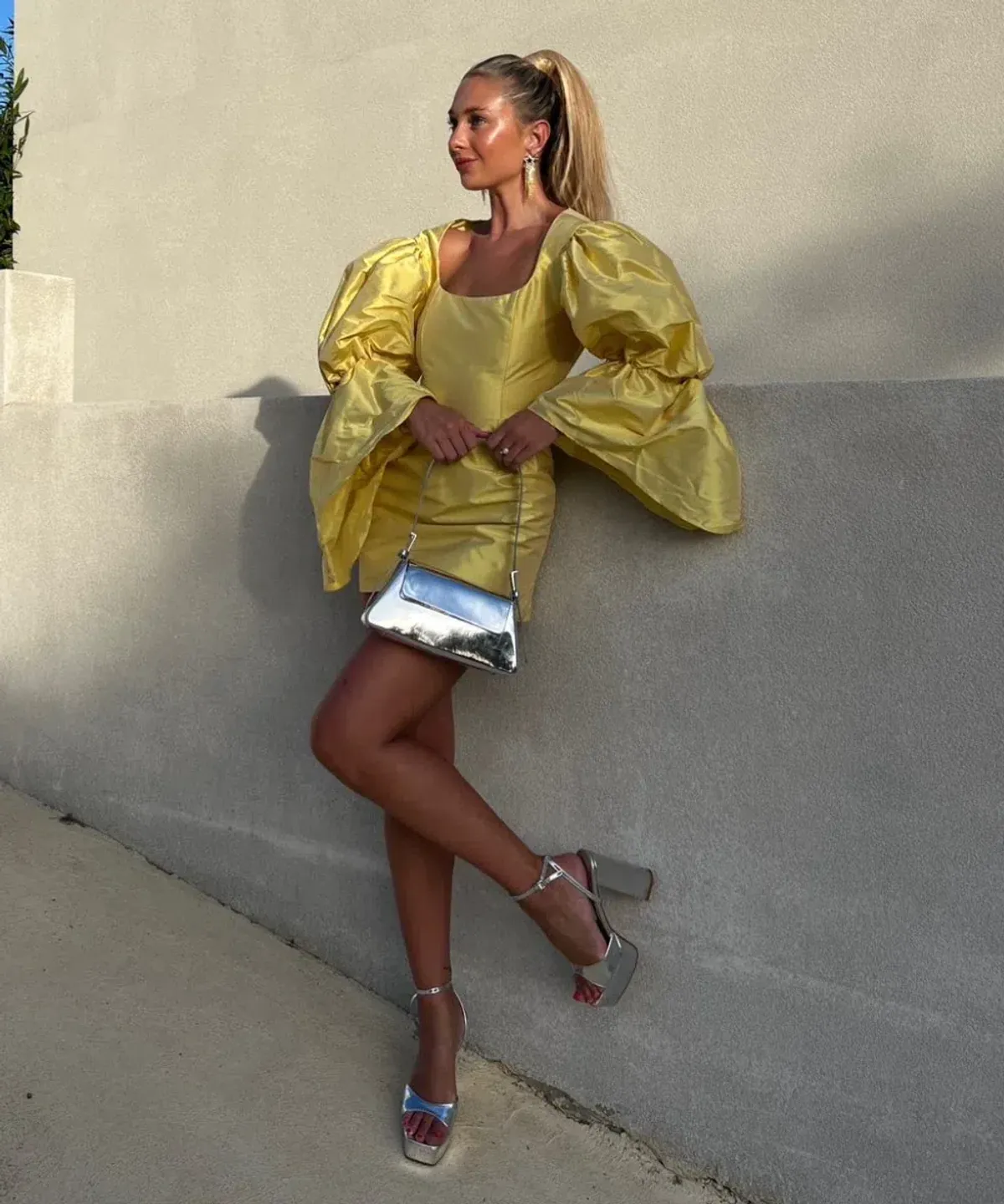 Van Der Kooij Neve Volume Sleeve Mini Dress in Yellow Size XS / Au 6 - Image 2