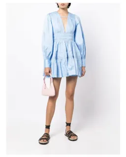 Aje Fallingwater Gathered Mini Dress Blue Size 12 / L for rent on The Volte - image 1