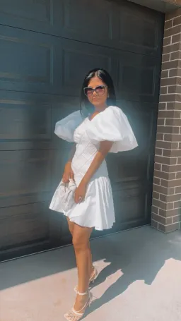 Aje Dawn Drawstring Mini Dress White Size AU 8 for rent on The Volte - image 3