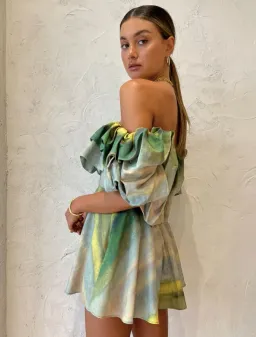 Acler Cumberland Mini Dress Green Size AU 10 for rent on The Volte - image 3