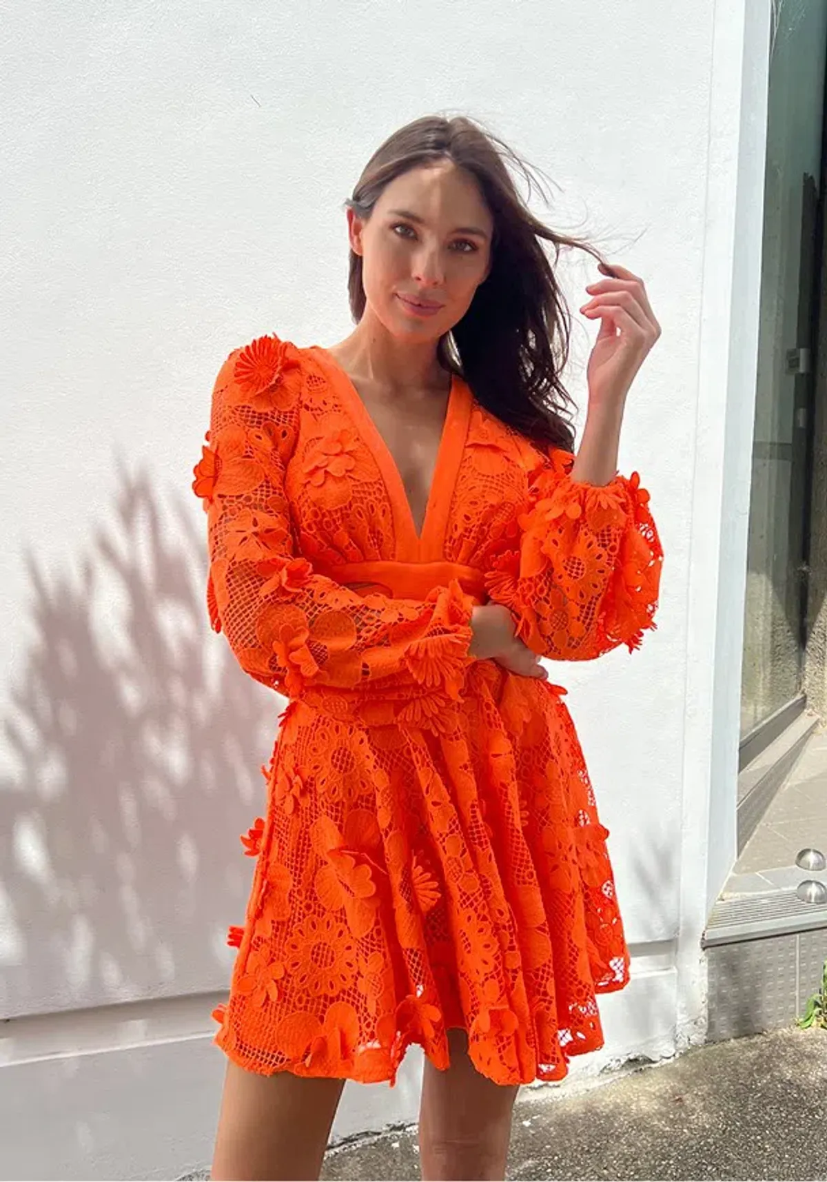 Sheike Bright Blooms Lace Dress Orange Size 6  - Image 2