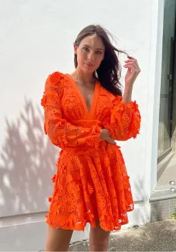 Sheike Bright Blooms Lace Dress Orange Size 6  for rent on The Volte - image 2