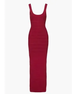 Herve Leger Cranberry Round Neck Gown Red Size Small for rent on The Volte - image 4