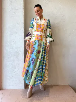 Alemais Lou Balloon Sleeve Dress Multi Size 14 for rent on The Volte - image 2