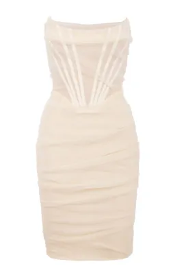 House of CB Leila Strapless Mesh Corset Dress Ivory Size XS/Au 6 for rent on The Volte - image 6