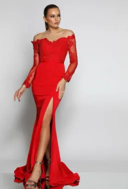 Jadore JX052 Lace Gown Red Size 14 for rent on The Volte - image 2
