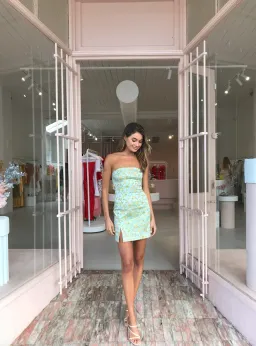 Bec & Bridge Cali Cruisin Mini Dress Green Floral Size S / Au 8 for rent on The Volte - image 5