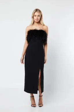 Mossman The Nightshift Midi Dress Black Size 8 for rent on The Volte - image 1