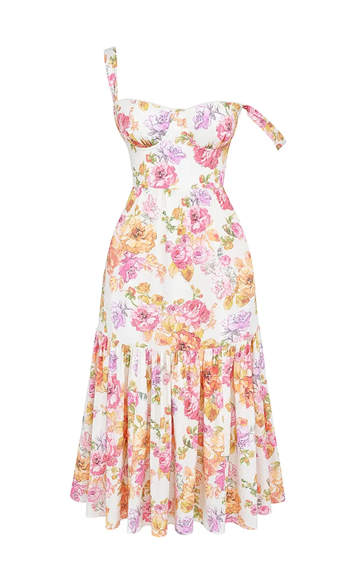 House of CB Elia Midi Dress Ivory Floral Size L / Au 12 (+cup) - Image 7