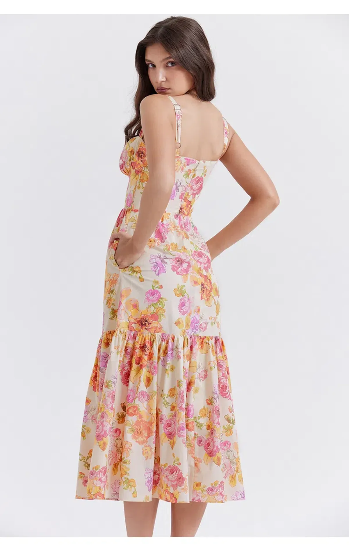 House of CB Elia Midi Dress Ivory Floral Size L / Au 12 (+cup) - Image 3