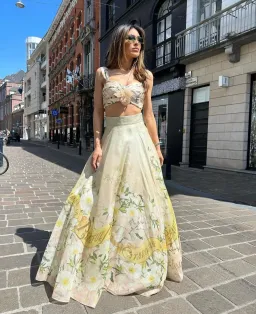 Zimmermann The Coaster Gathered Bra And Maxi Skirt In Blush Garden Floral Size 0 / AU 6 for rent on The Volte - image 1