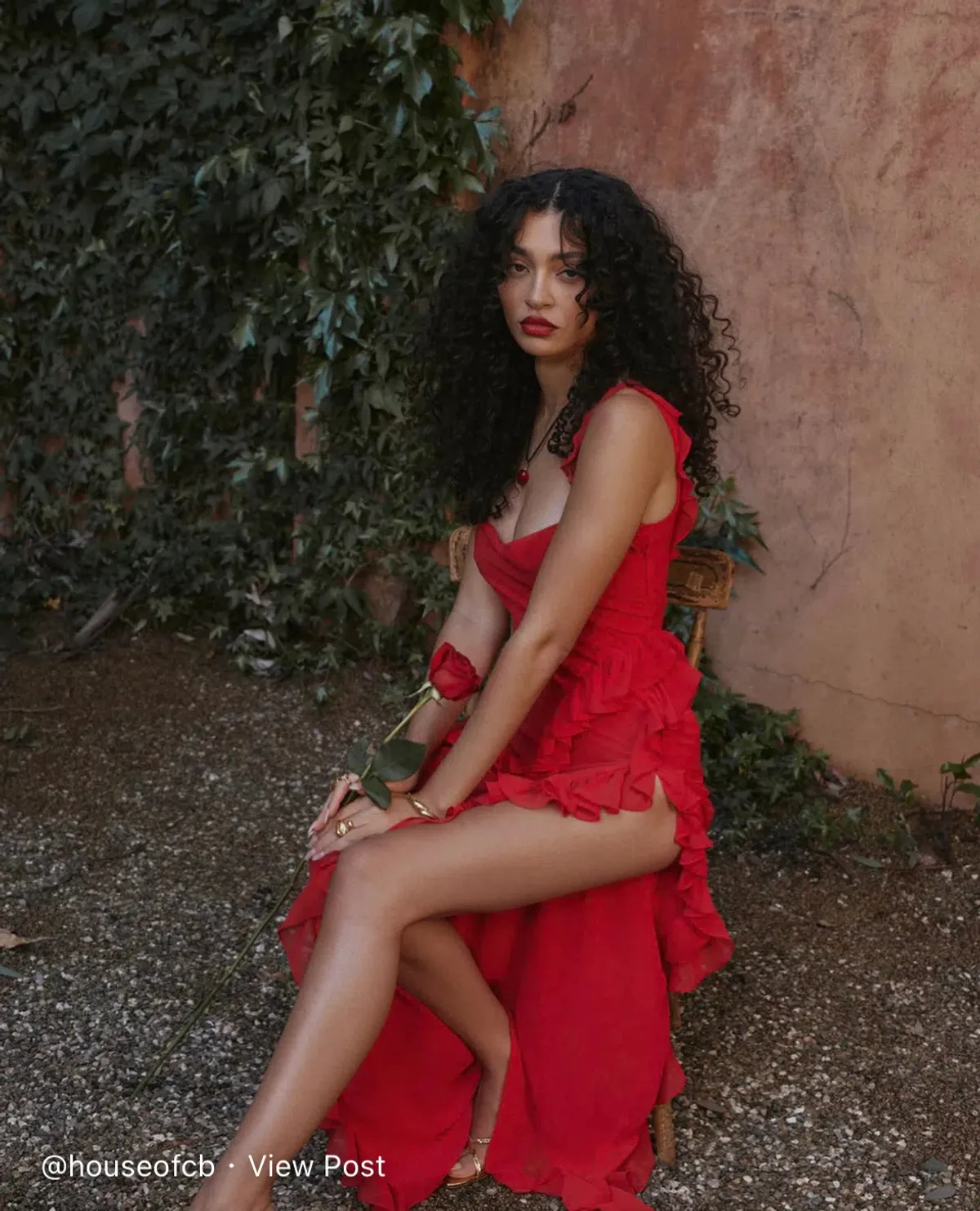 House Of Cb Ariela Red Ruffle Backless Dress Cherry In Size S/Au 8 - Image 7