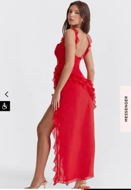 House Of Cb Ariela Red Ruffle Backless Dress Cherry In Size S/Au 8 for rent on The Volte - image 9