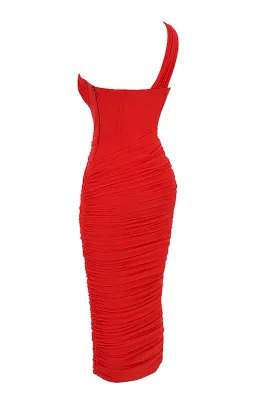 House of CB Valentina Asymmetric Cutout Midi Dress Red Size S/Au 8 for rent on The Volte - image 7