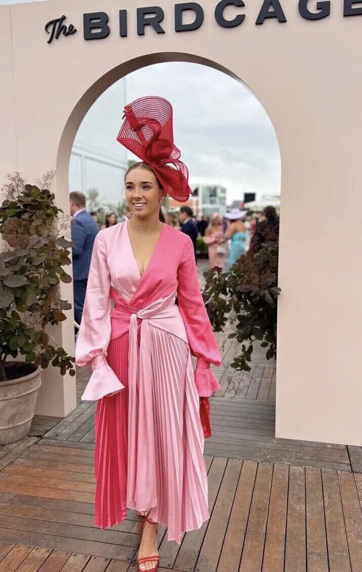 Acler Empire Midi Dress Pink Size 6 - Image 2