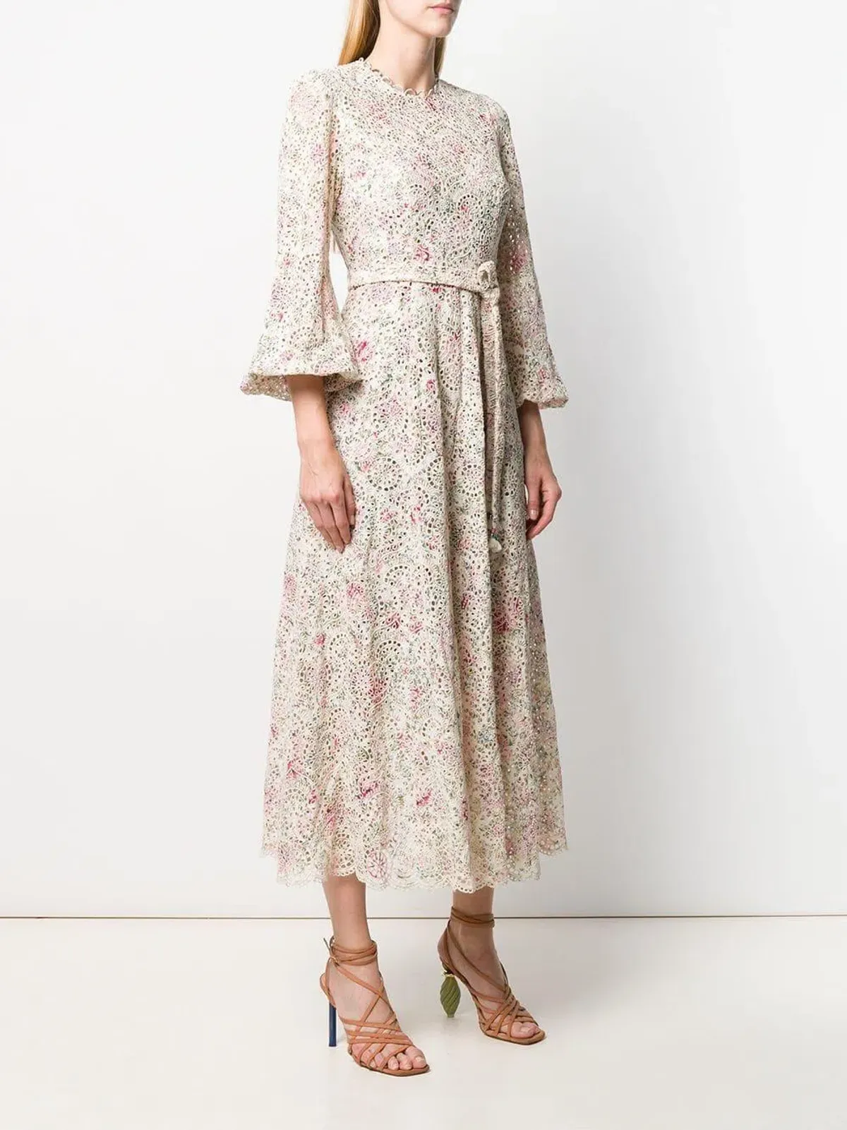 Zimmermann Honour High Neck Dress Cream Floral Size 1/AU 10 - Image 1