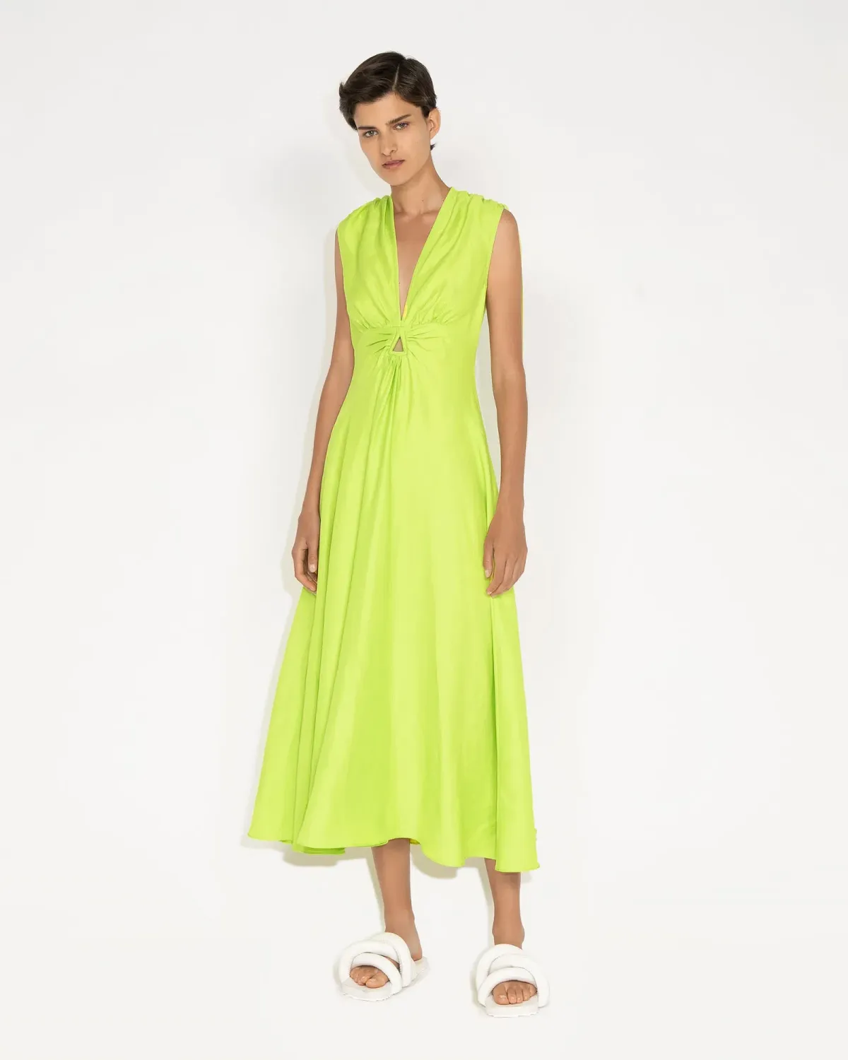 Cue Ultralime Keyhole Midi Dress Green Size 8 - Image 1