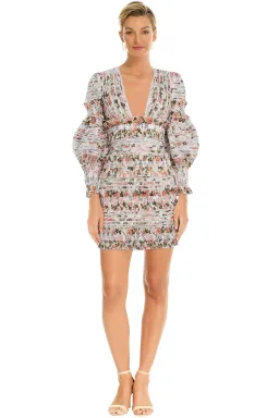 Zimmermann Radiate Smocked Mini Dress Print Size 3/ Au 12  for rent on The Volte - image 1