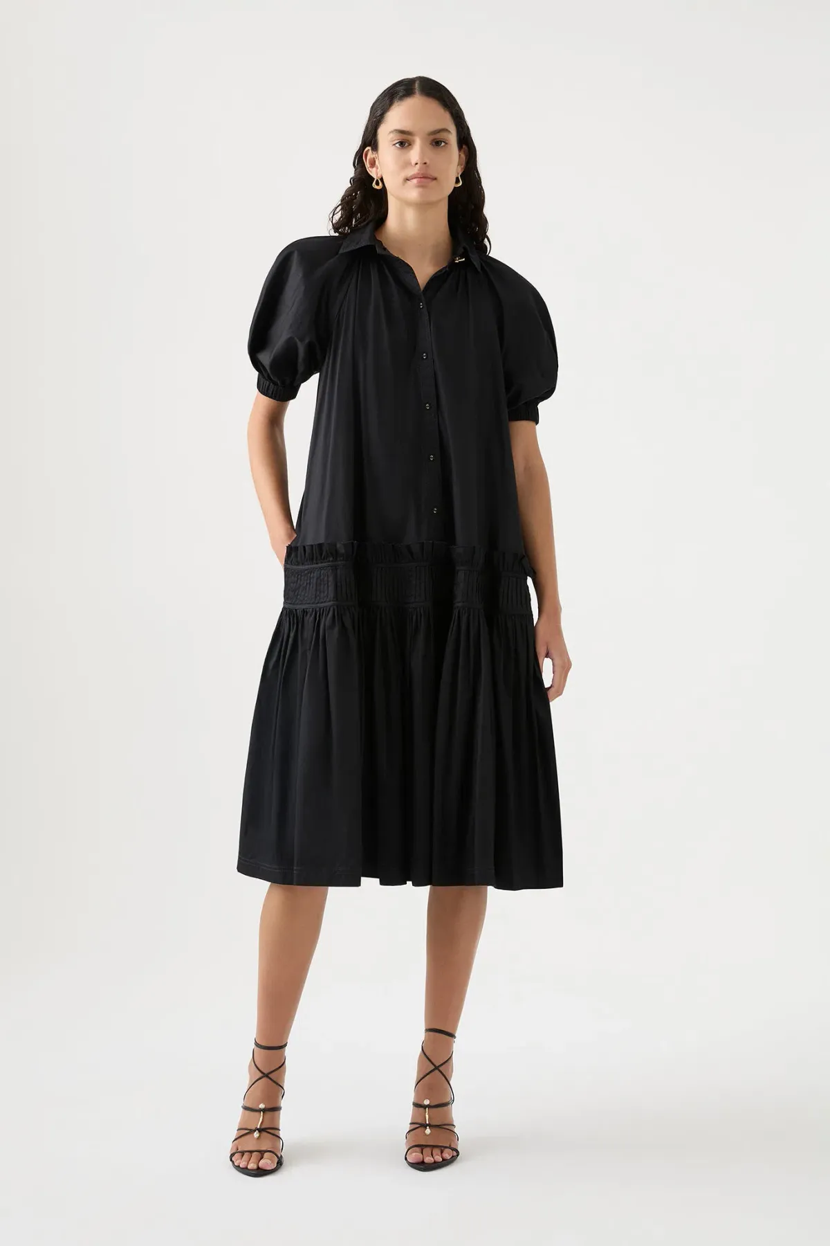 Aje Novella Midi Smock Dress Black Size AU 14 - Image 1