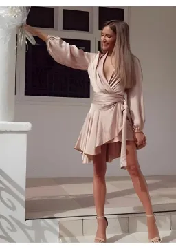 Zimmermann Sueded Wrap Dress Blush Size 1 / AU 10  for rent on The Volte - image 2