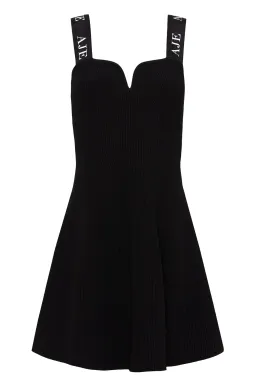 Aje Amber Knit Tie Shoulder Mini Dress Black Size Small for rent on The Volte - image 4
