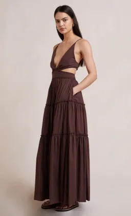 Bec & Bridge Carla V Maxi Dress Brown Size 6  for rent on The Volte - image 2