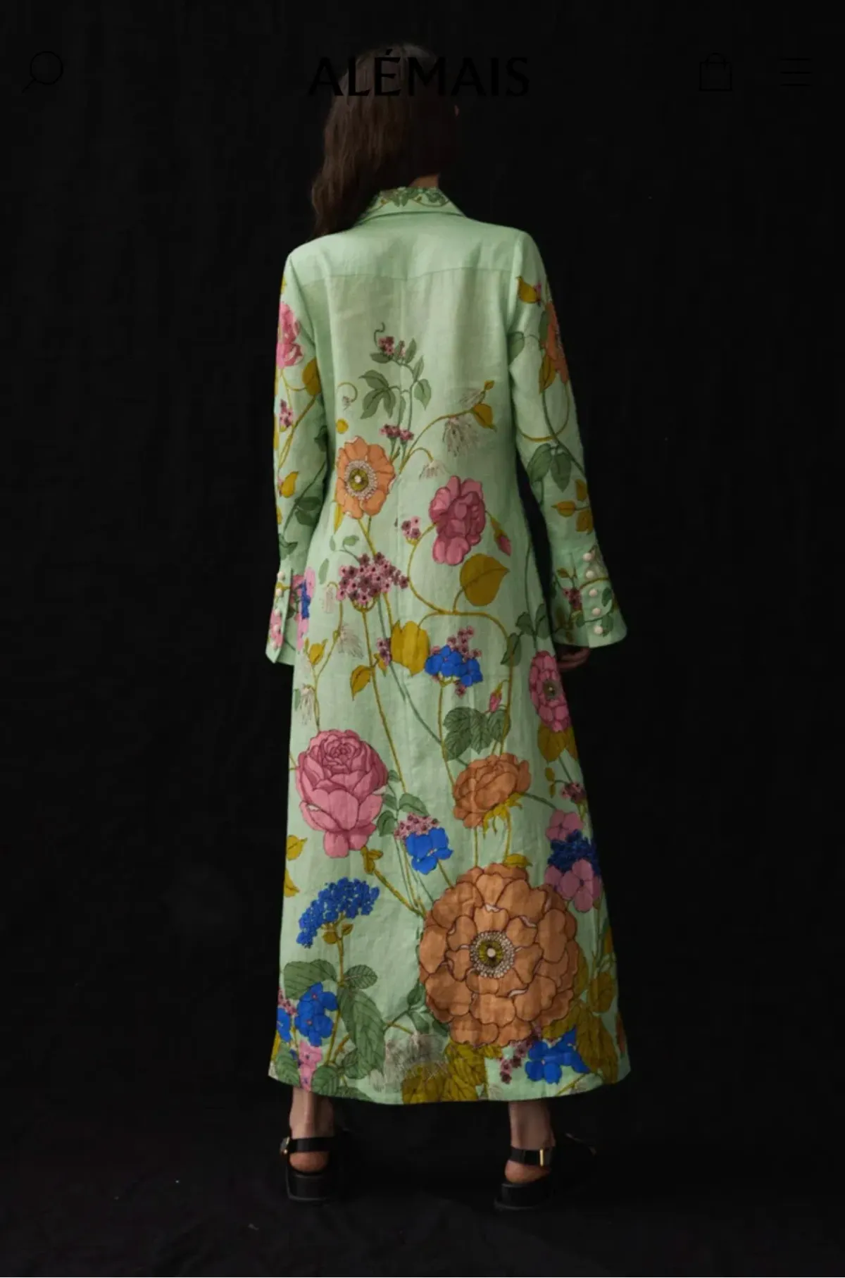 Alemais Olivia Shirt Dress Green Print Size 8 - Image 4